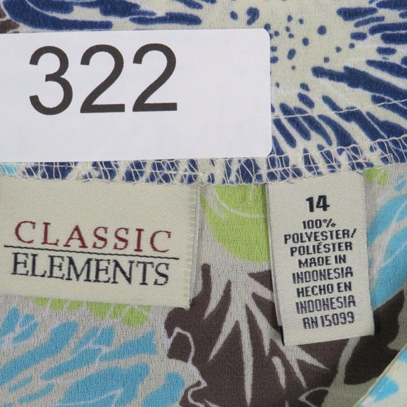 Classic Elements*Women's 3/4 Sleeve Button Down V-Neck Blouse Size 14 Multicolor - Picture 3 of 8